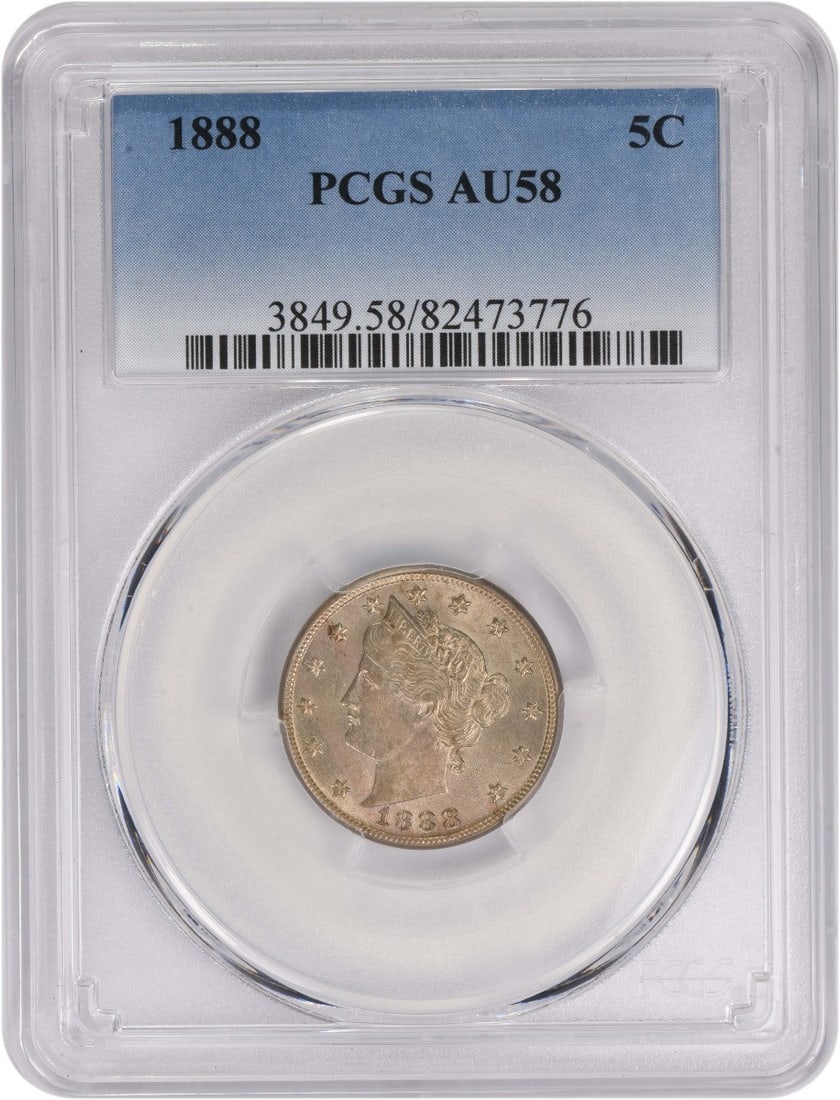 PCGS AU58 1888 United States Liberty Nickel Five Cent Coin (1 of 2)