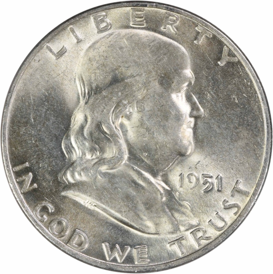 1951 Denver Franklin Half Dollar 90 Percent Silver AU Condition Uncertified (1 of 2)