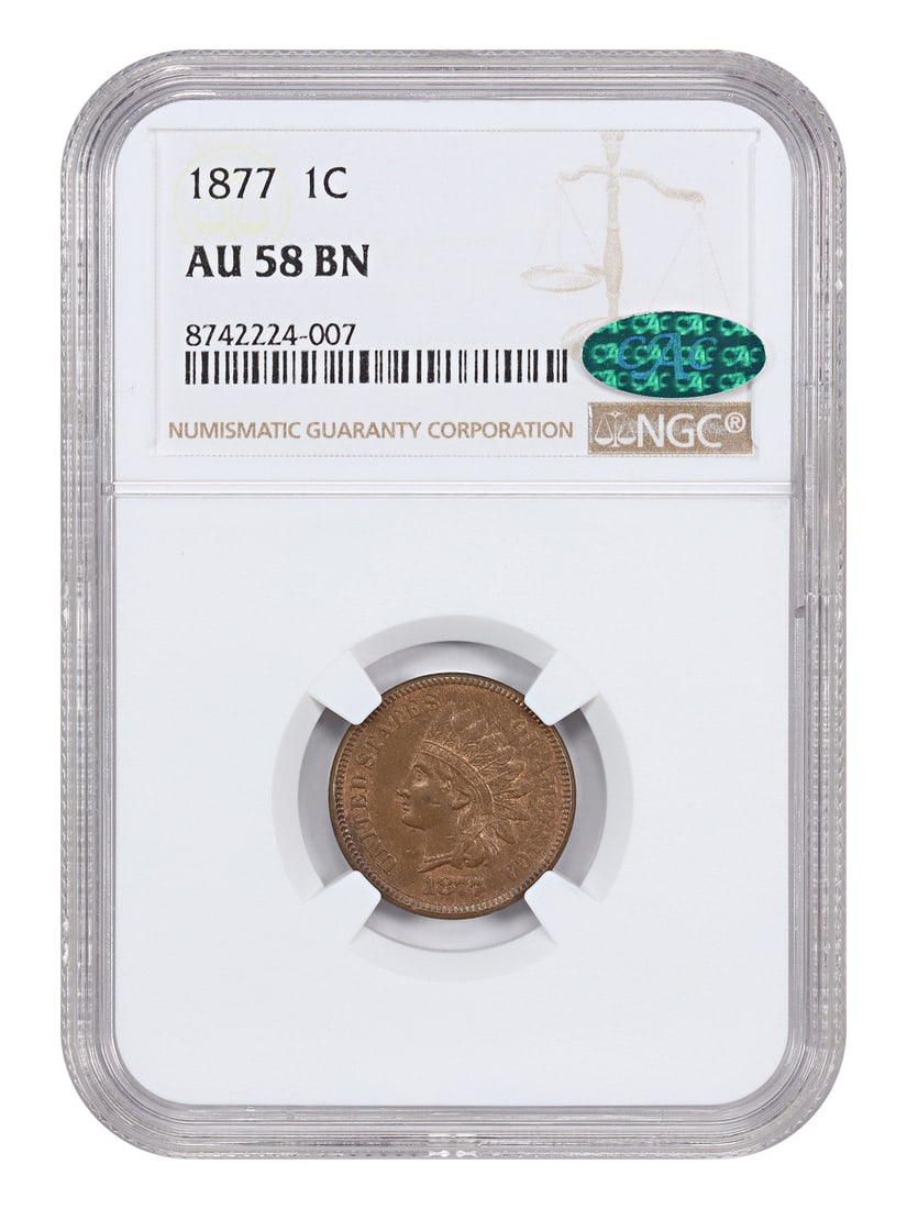 NGC CAC AU58 1877 Indian Head Cent Key US Coin (1 of 4)