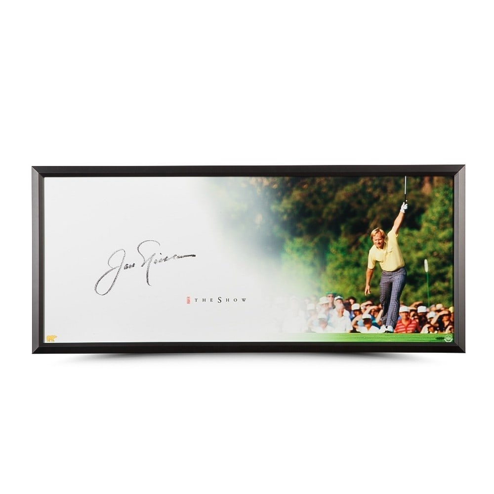 Jack Nicklaus Signed Original 20x46 Framed Photo The Putt Upper Deck Authenticated: Jack Nicklaus Signed Original 20x46 Framed Photo The Putt Upper Deck Authenticated This striking 20" x 46" framed photo features golf legend Jack Nicklaus, capturing a memorable moment from his illust