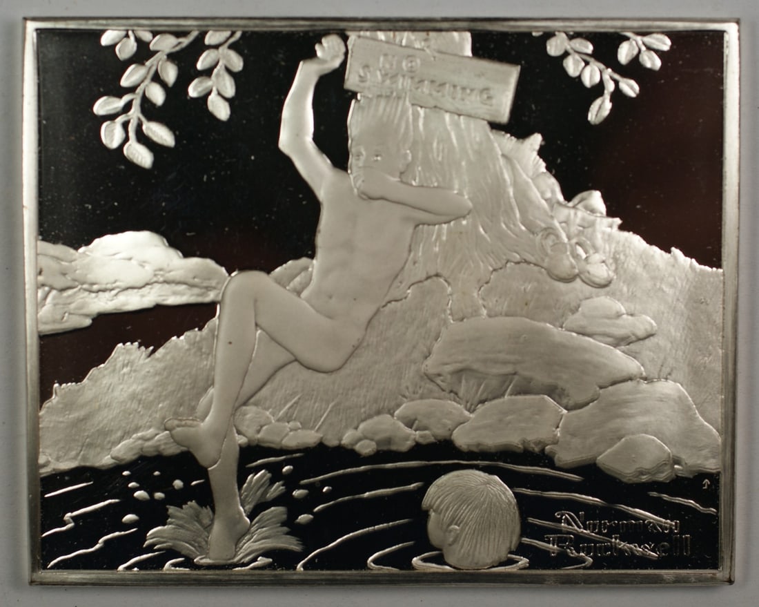 Sterling Silver Proof Ingot Featuring Norman Rockwell Fondest Memories Artwork (1 of 2)
