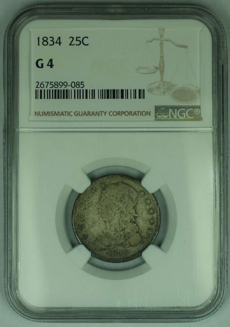 1834 Capped Bust Quarter 25C NGC G4 Circulated Coin (1 of 2)