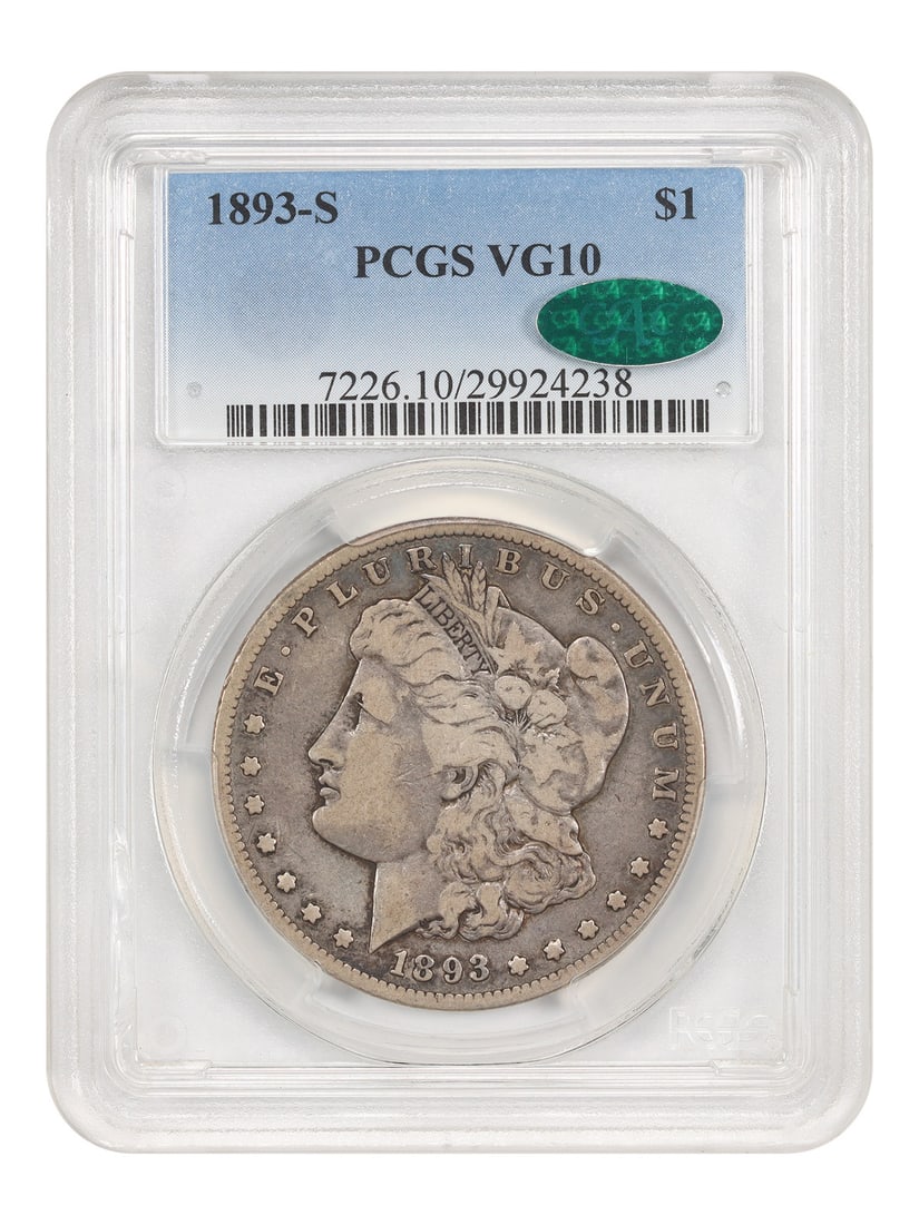 Key Date 1893-S Morgan Silver Dollar PCGS CAC Certified VG10 (1 of 4)