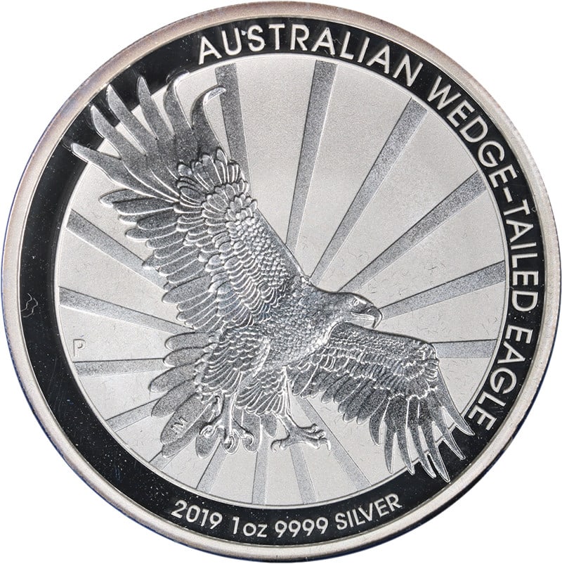 NGC MS70 First Day 2019-P Silver $1 Wedge-Tailed Eagle Coin Australia: NGC MS70 First Day 2019-P Silver $1 Wedge-Tailed Eagle Coin Australia This 2019-P Australia 1 Ounce Silver $1 Wedge-Tailed Eagle coin is certified by NGC with a grade of MS70 and features the 1st Day