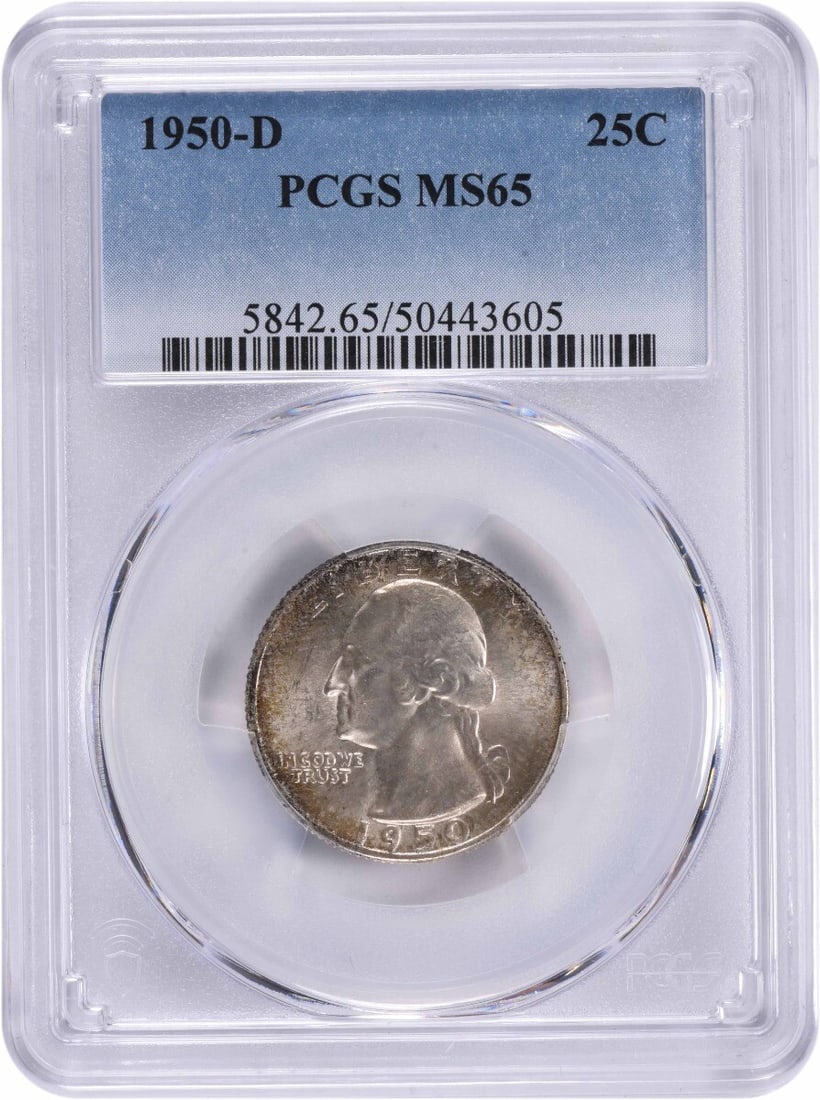 1950-D Washington Quarter MS65 PCGS Uncirculated 90% Silver (1 of 2)