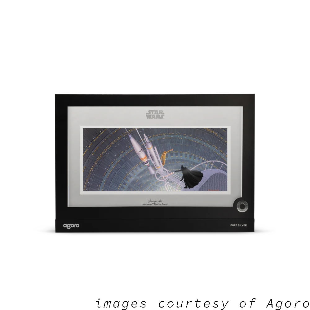 Star Wars Lightsaber Duel Concept Art $2 Niue Coin with Box: Star Wars Lightsaber Duel Concept Art $2 Niue Coin with Box This $2 Star Wars Concept Art coin from Niue features a lightsaber duel design and is part of a limited mintage of only 1,000 pieces. The co