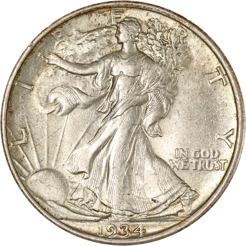 1934 Silver Half Dollar Philadelphia Walking Liberty Coin (1 of 2)
