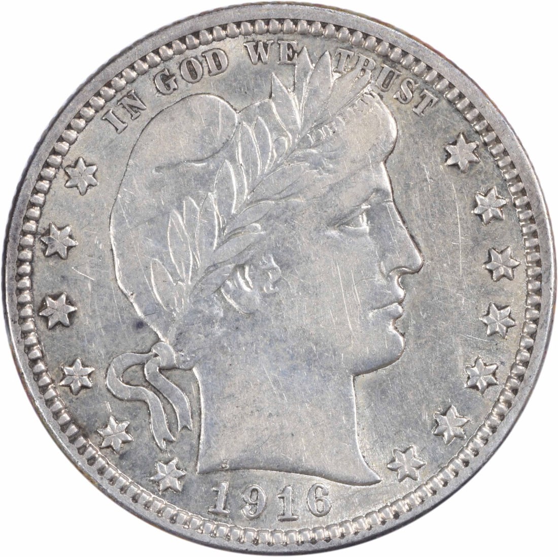 1916-D Barber Silver Quarter 90% Silver AU Uncertified Coin: 1916-D Barber Silver Quarter 90% Silver AU Uncertified Coin This 1916-D Barber Silver Quarter features a design by Charles E. Barber and is a great addition for collectors. The coin is circulated and