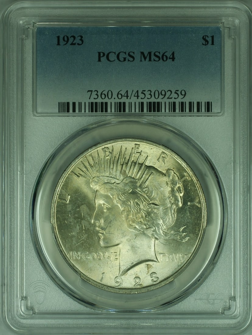 1923 Peace Dollar Silver Coin PCGS Certified MS 64 Philadelphia Mint (1 of 2)
