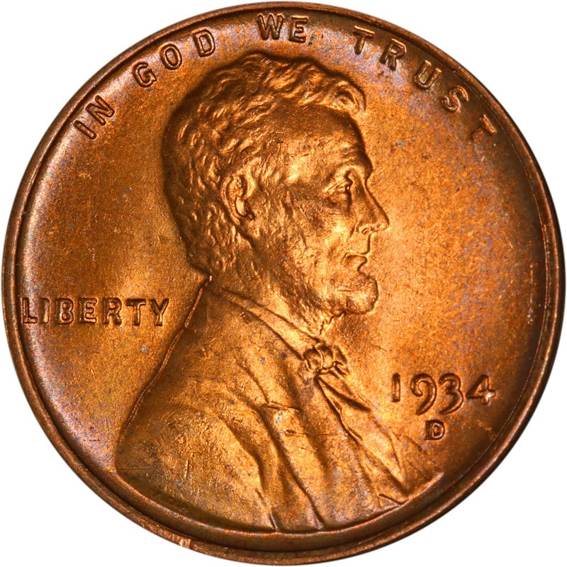 1934 Denver Mint Lincoln Wheat Cent Copper US Coin: 1934 Denver Mint Lincoln Wheat Cent Copper US Coin This 1934-D Lincoln Cent is a circulated coin produced at the Denver Mint. Made from copper, it originates from the United States and dates to the ye