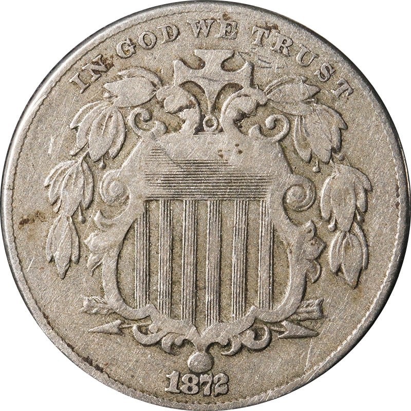 United States 1872 Nickel Shield Five Cent Circulated Coin (1 of 2)