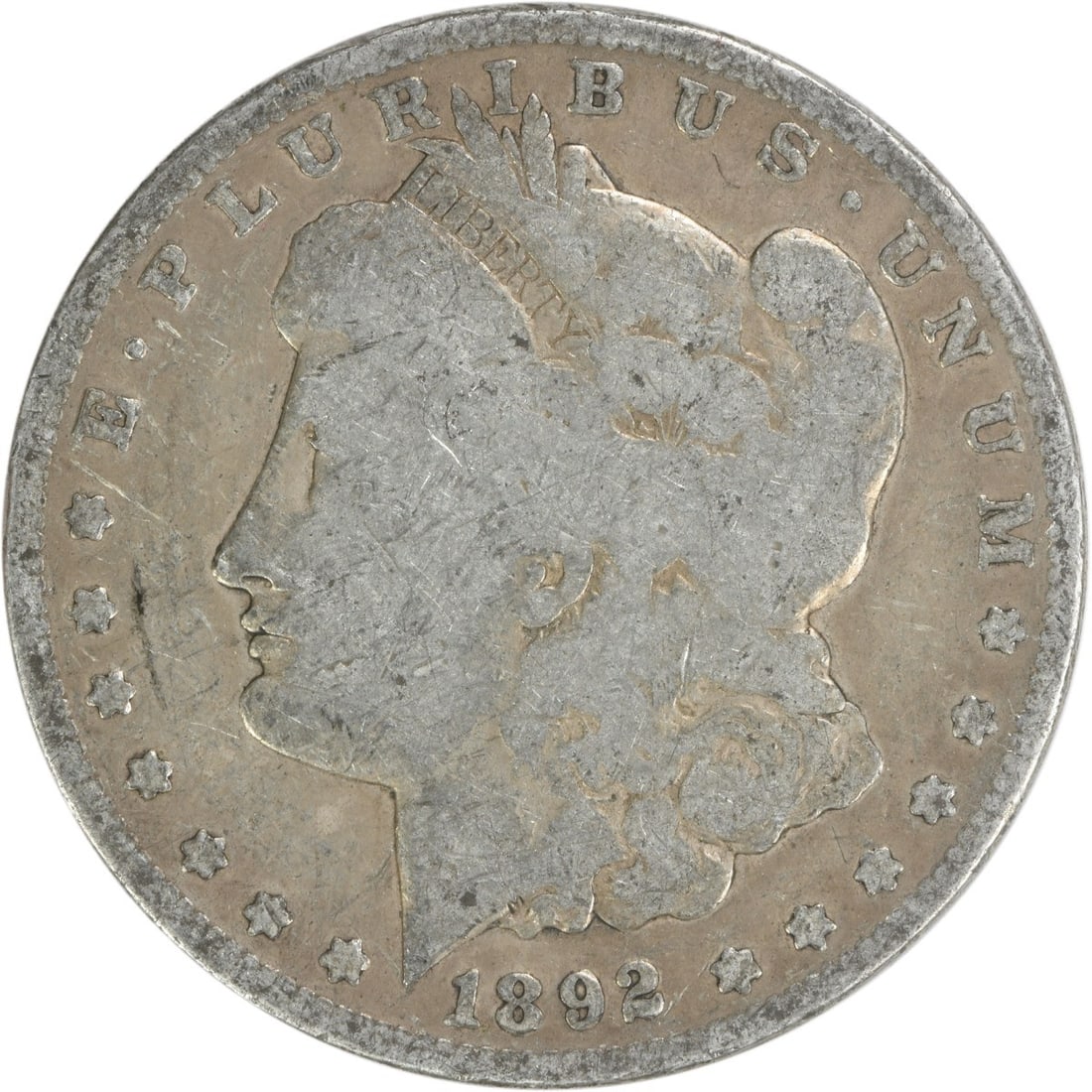 1892-S Morgan Silver Dollar VG Uncertified San Francisco Mint: 1892-S Morgan Silver Dollar VG Uncertified San Francisco Mint This 1892-S Morgan Silver Dollar is a classic piece of American numismatic history. Featuring a design by George T. Morgan, this coin show