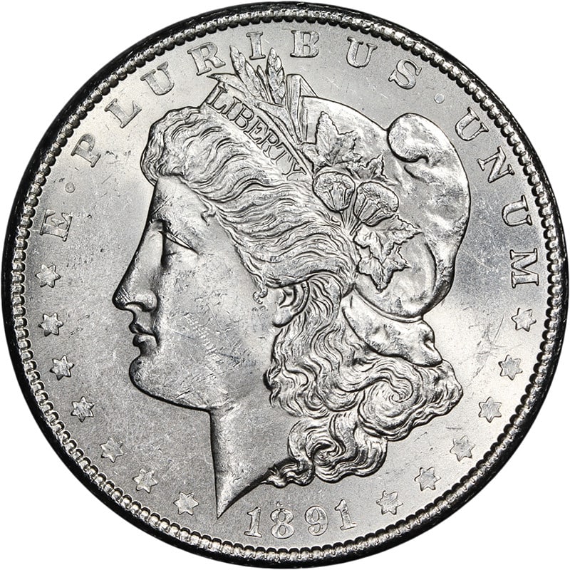 Uncirculated 1891-S Silver Morgan Dollar Brilliant Uncirculated Grade (1 of 2)