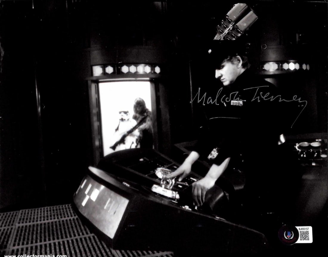 Malcolm Tierney Autographed 8x10 Star Wars Photo Beckett Certified: Malcolm Tierney Autographed 8x10 Star Wars Photo Beckett Certified This is an original 8x10 photograph signed by Malcolm Tierney, who portrayed Shann Childsen in Star Wars: Episode IV A New Hope. The