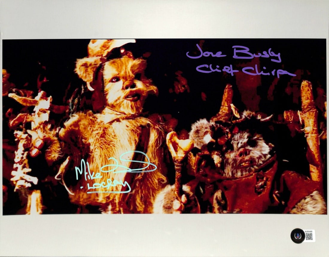 Star Wars 11x14 Photo Signed by Jane Busby & Mike Edmonds Beckett Authenticated: Star Wars 11x14 Photo Signed by Jane Busby & Mike Edmonds Beckett Authenticated This stunning 11x14 photograph features the iconic characters Chief Chirpa and Logray from Star Wars: Return of the Jedi