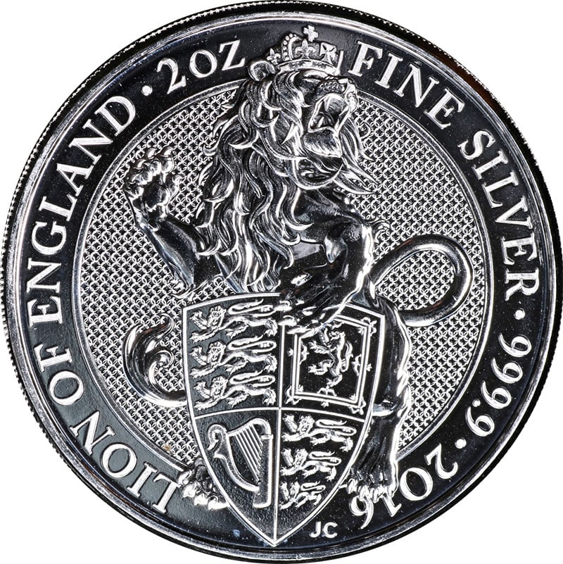 2016 Great Britain 2 Ounce Silver Queen's Beast Lion Coin Uncertified (1 of 2)