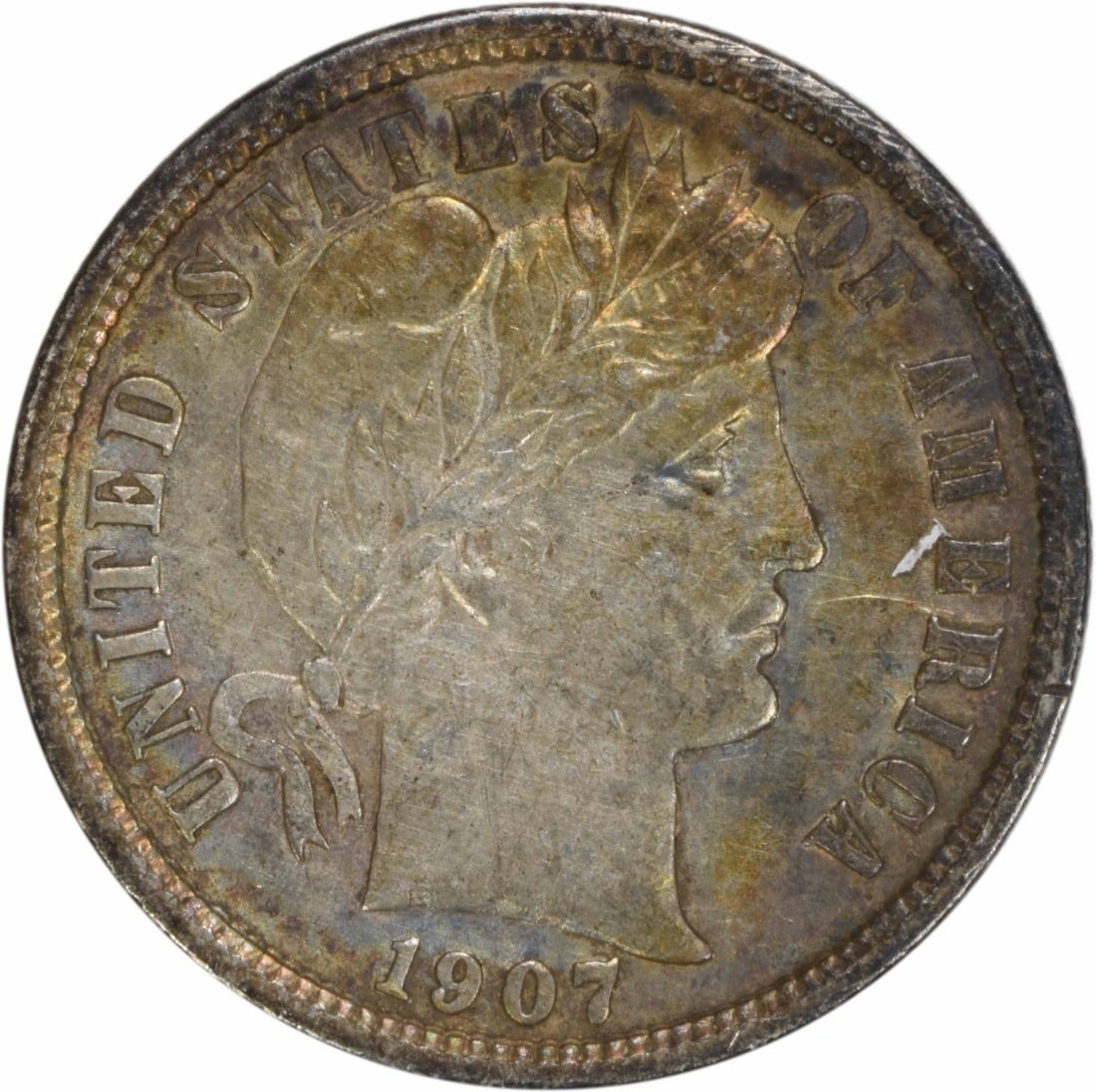 1907 Barber Silver Dime 10C AU Uncertified 90% Silver (1 of 2)
