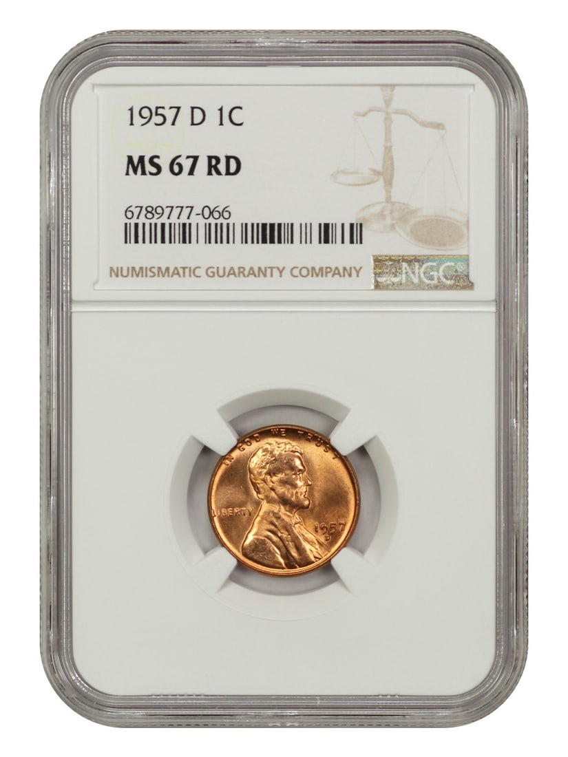 NGC MS67 Red 1957 Denver Lincoln Wheat Cent (1 of 4)