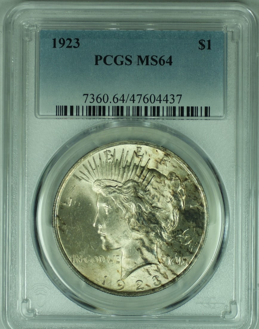1923 Peace Dollar Silver Coin PCGS MS 64 Certified Uncirculated (1 of 2)