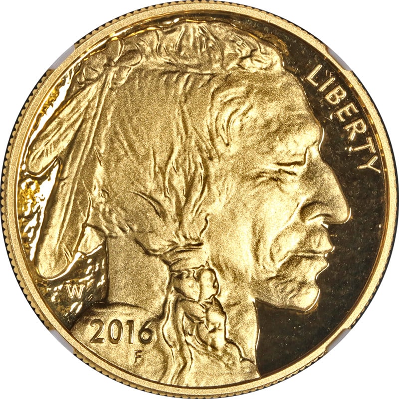 NGC PF70 Ultra Cameo 2016-W $50 Gold Buffalo Brown Label Coin: NGC PF70 Ultra Cameo 2016-W $50 Gold Buffalo Brown Label Coin This 2016-W Buffalo Gold $50 coin is composed of 0.9999 fine gold and was minted at the West Point Mint. Certified by NGC as PF70 Ultra Ca