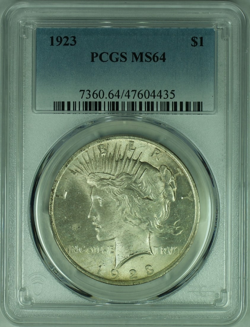PCGS MS64 1923 Peace Dollar Silver Coin Certified by PCGS (1 of 2)