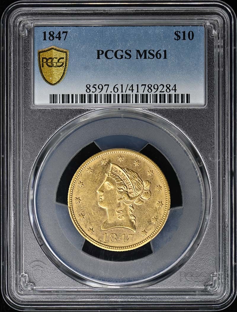 1847 Liberty Head $10 Eagle Coin PCGS MS61 Uncirculated (1 of 5)