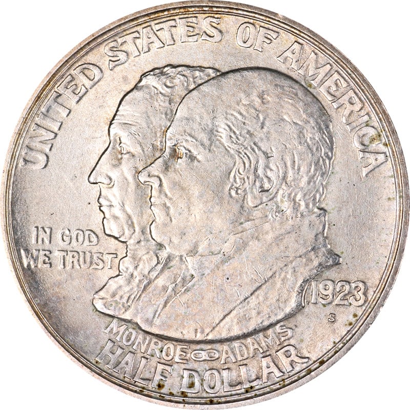 1923-S Monroe Commemorative Half Dollar 90% Silver San Francisco: 1923-S Monroe Commemorative Half Dollar 90% Silver San Francisco This 1923-S Monroe Commemorative Half Dollar is a notable addition for collectors. Minted in San Francisco, this coin features a silver