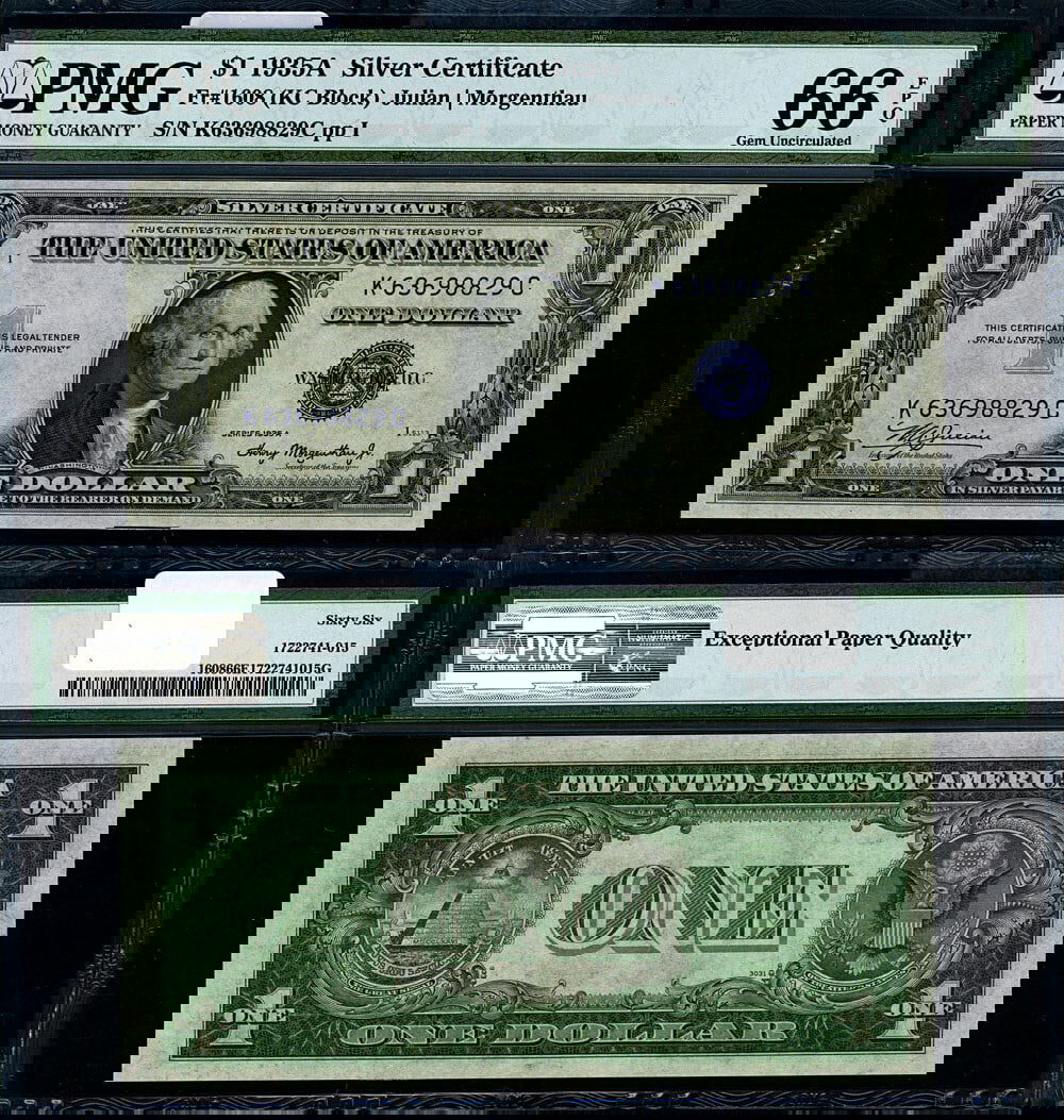 1935-A $1 Silver Certificate FR. 1608 K-C Block PMG Gem CU66 EPQ (1 of 3)