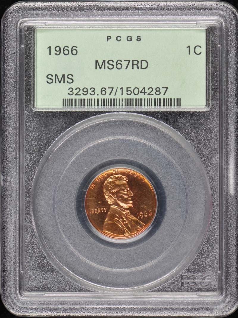 1966 Lincoln Cent Type 3 Memorial Reverse Copper PCGS SP67RD (1 of 2)