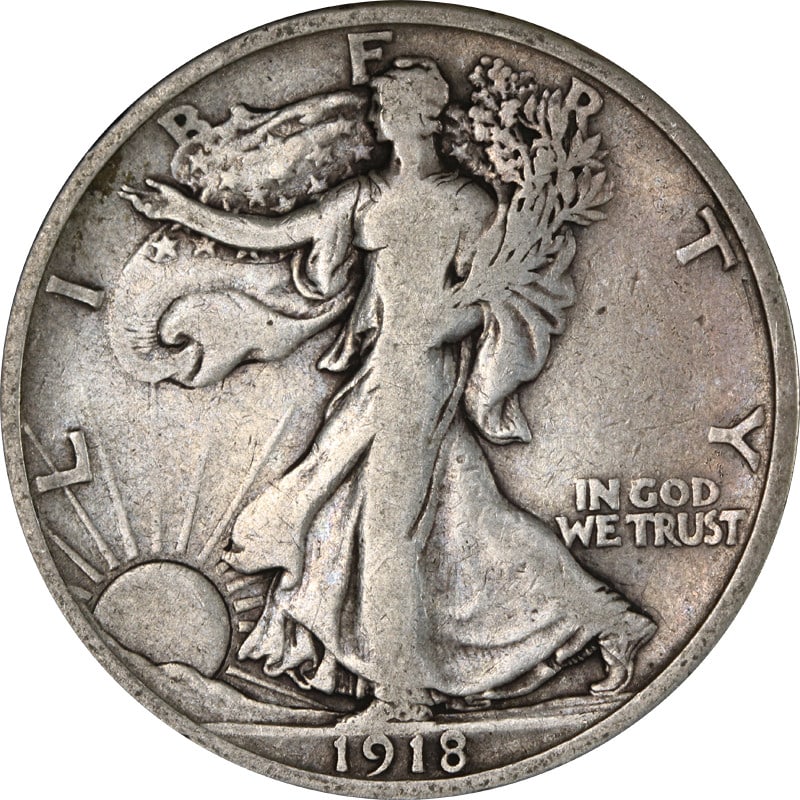 1918 Philadelphia Walking Liberty Silver Half Dollar Coin (1 of 2)