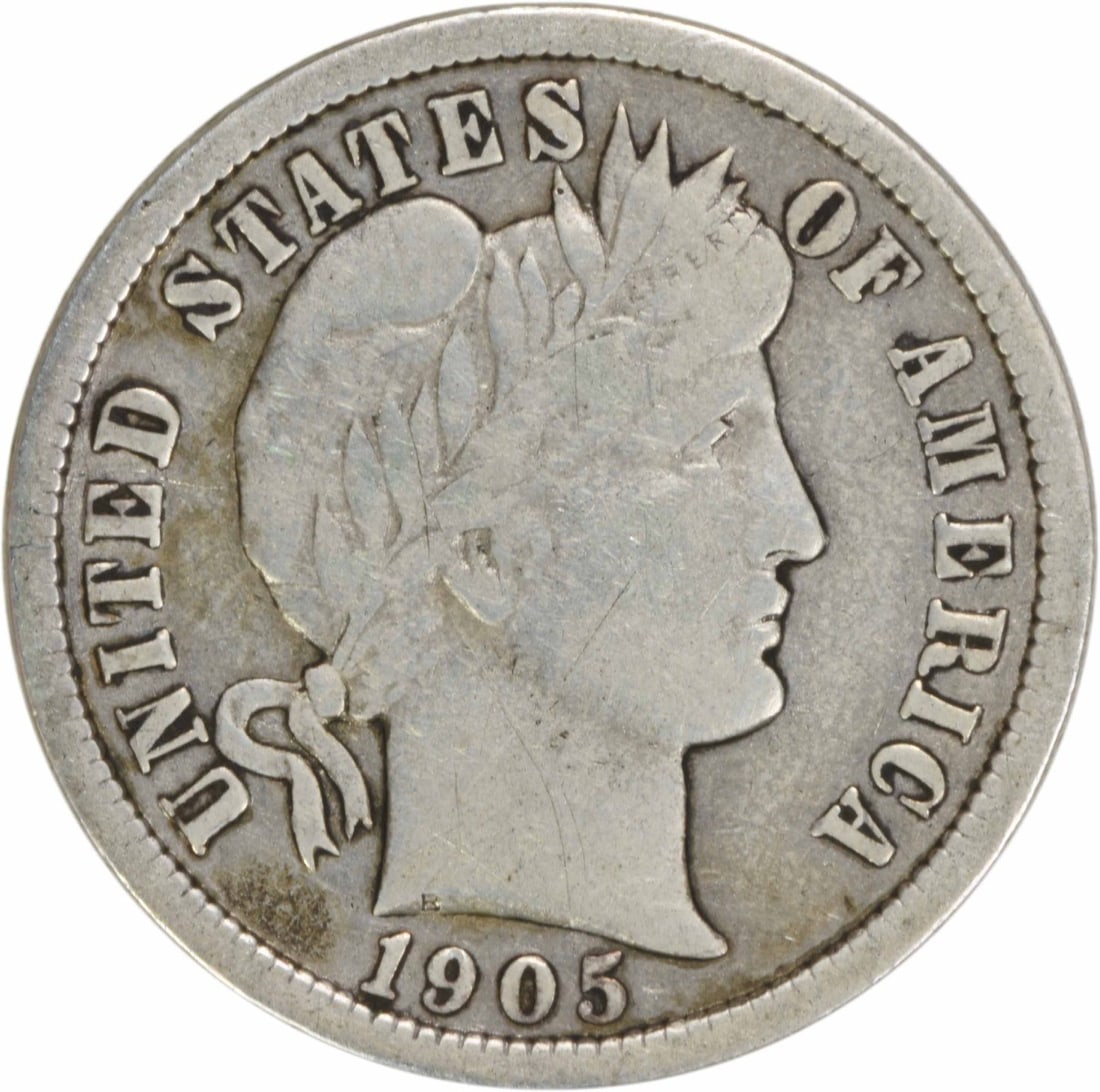 1905-O Barber Silver Dime 10C Uncertified 90% Silver (1 of 2)