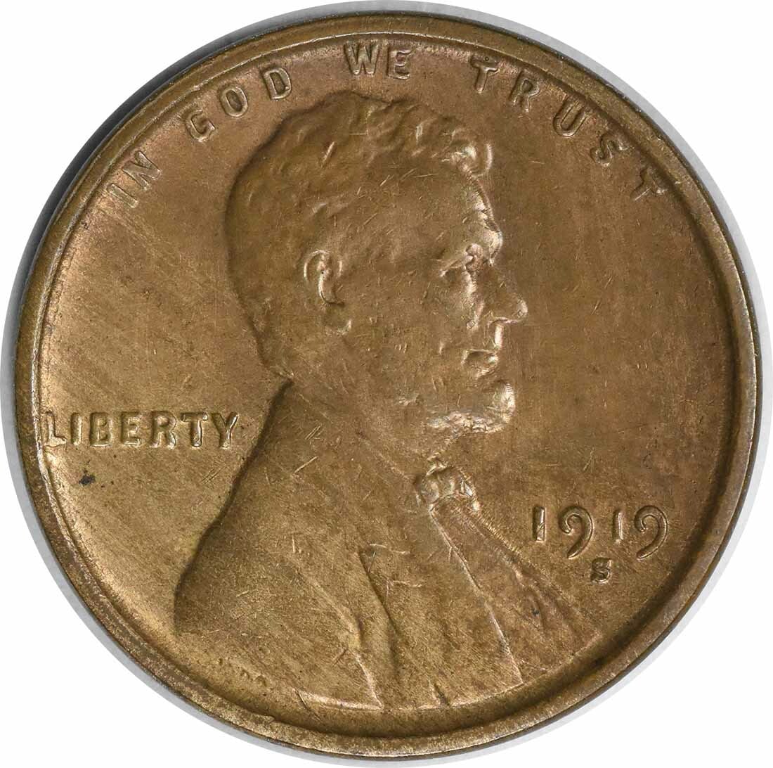 1919-S Lincoln Wheat Cent Choice BU Uncertified Copper Coin (1 of 2)