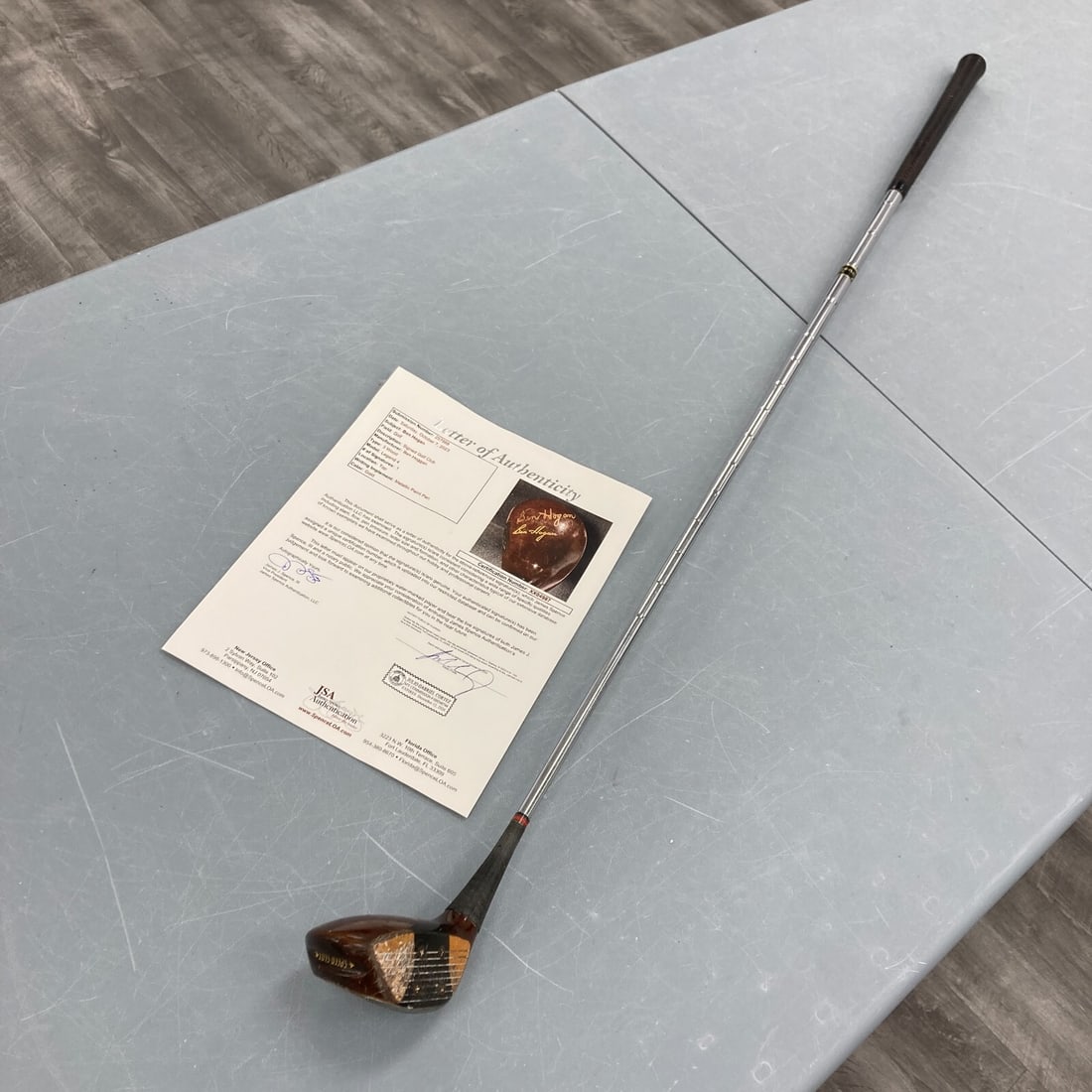 Rare Ben Hogan Signed Golf Club with JSA COA: Rare Ben Hogan Signed Golf Club with JSA COA Own a piece of golf history with this rare autographed golf club signed by the legendary Ben Hogan. This collectible item is authenticated by James Spence