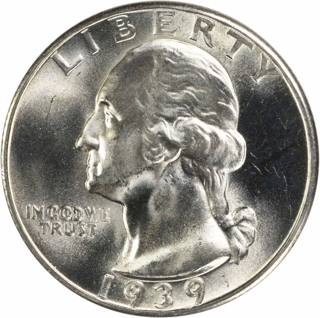 Uncirculated 1939-D Silver 25C Washington Quarter Choice BU Plus (1 of 2)