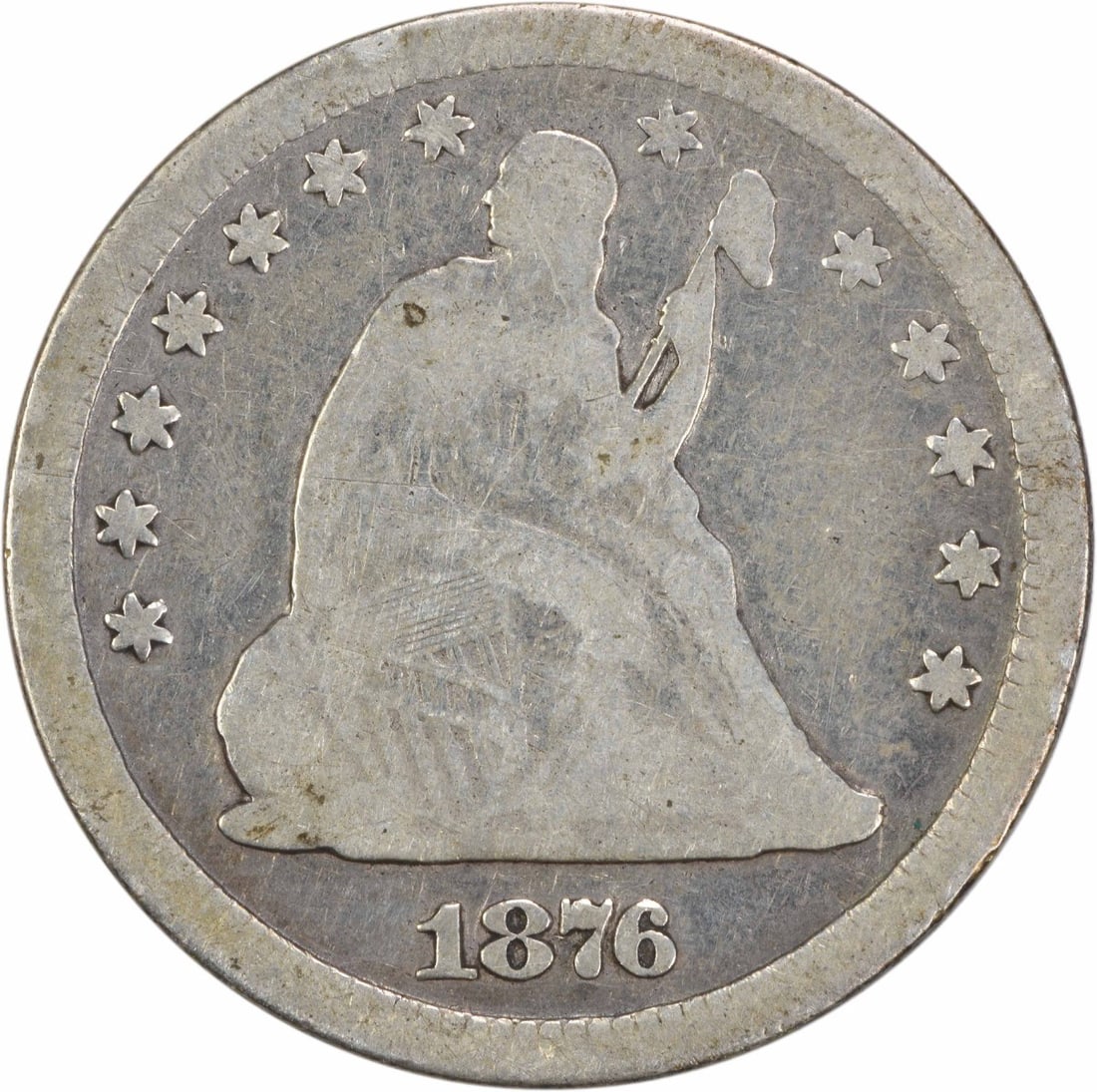1876-CC Liberty Seated Quarter 25C VG Uncertified Silver Coin (1 of 2)