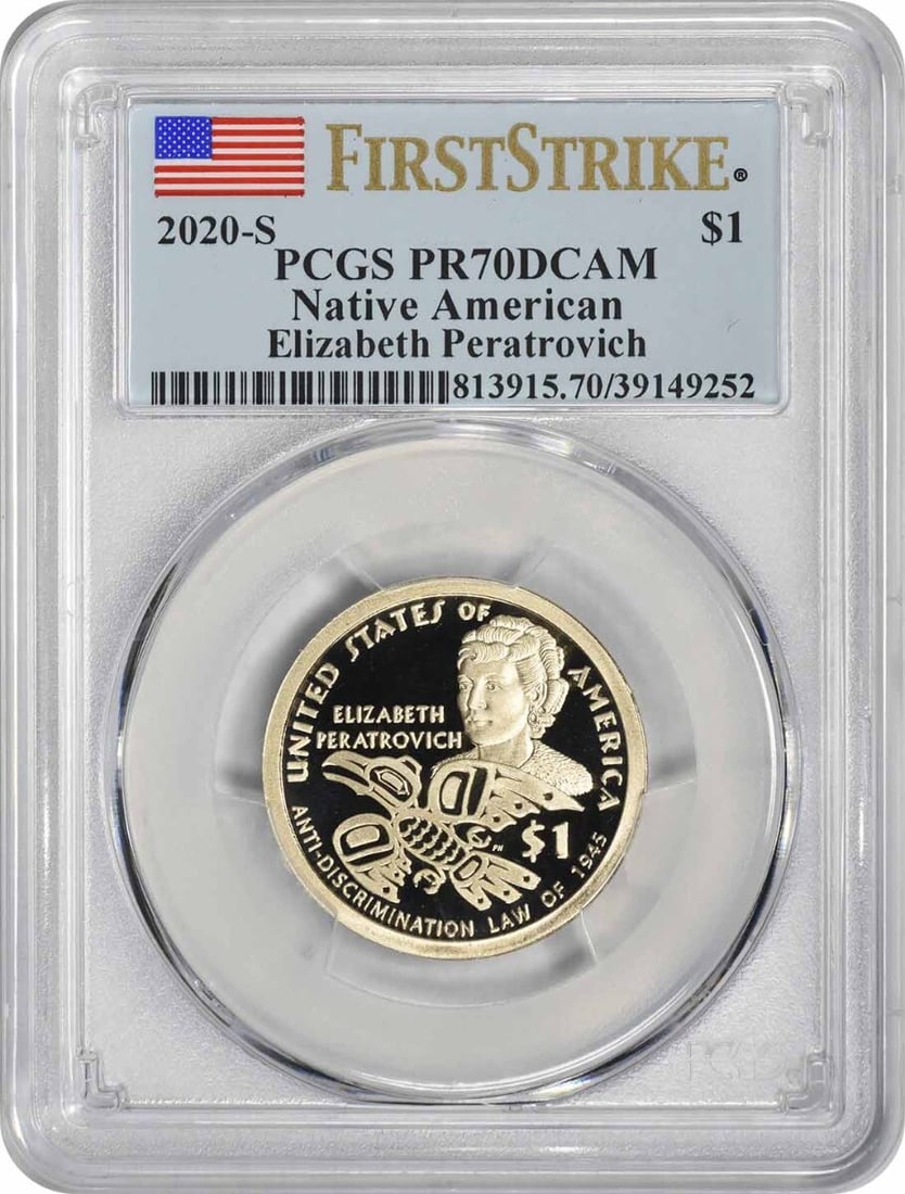 2020-S Sacagawea Dollar PR70DCAM Proof PCGS Uncirculated: 2020-S Sacagawea Dollar PR70DCAM Proof PCGS Uncirculated This stunning 2020-S Sacagawea Native American Dollar is graded PR70DCAM by PCGS, indicating its perfect proof quality. Struck at the San Franc