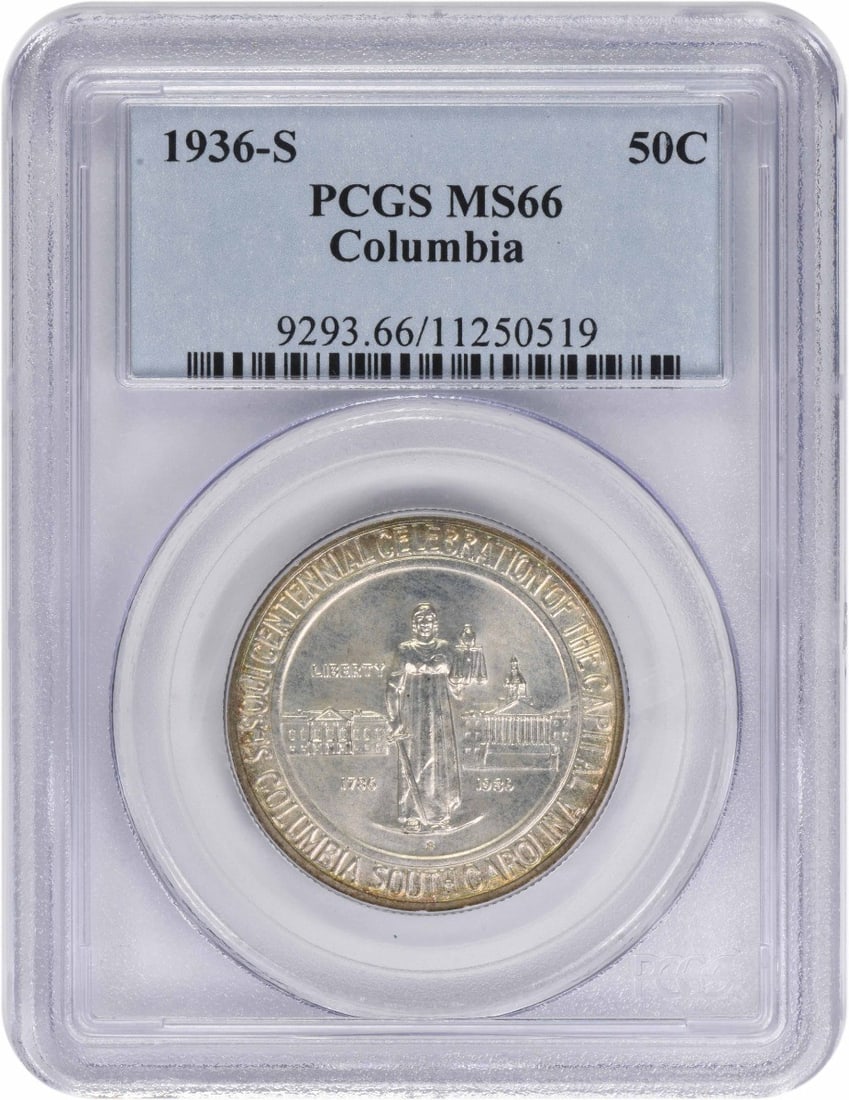 1936-S Columbia 50 Cent Commemorative Coin MS66 Graded by PCGS (1 of 2)
