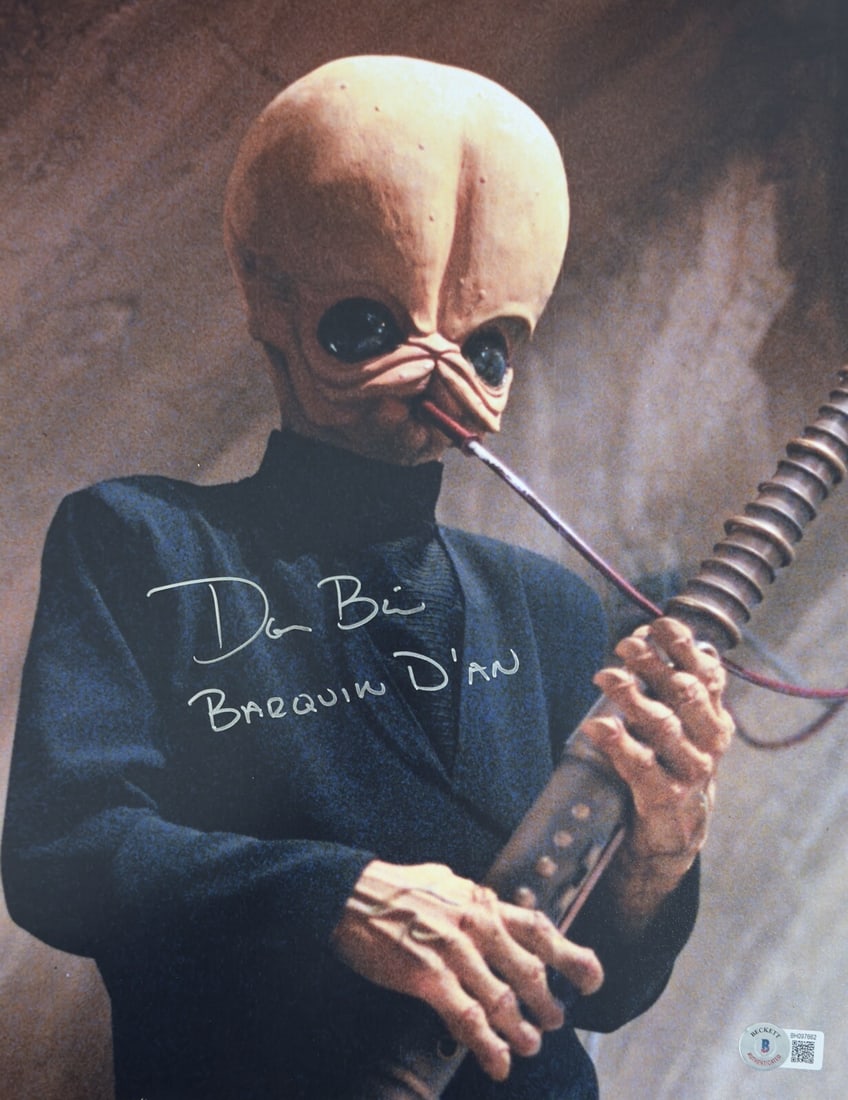 Signed 11x14 Don Bies Barquin D'an Star Wars ROTJ Photo Beckett Authenticated: Signed 11x14 Don Bies Barquin D'an Star Wars ROTJ Photo Beckett Authenticated This is an original 11x14 photograph signed by Don Bies, who portrayed Barquin D'an in the Star Wars: Return of the Jedi S