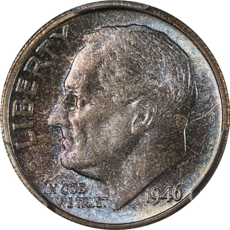 1946-S Roosevelt Dime PCGS MS67 FB Uncirculated Silver Coin (1 of 4)