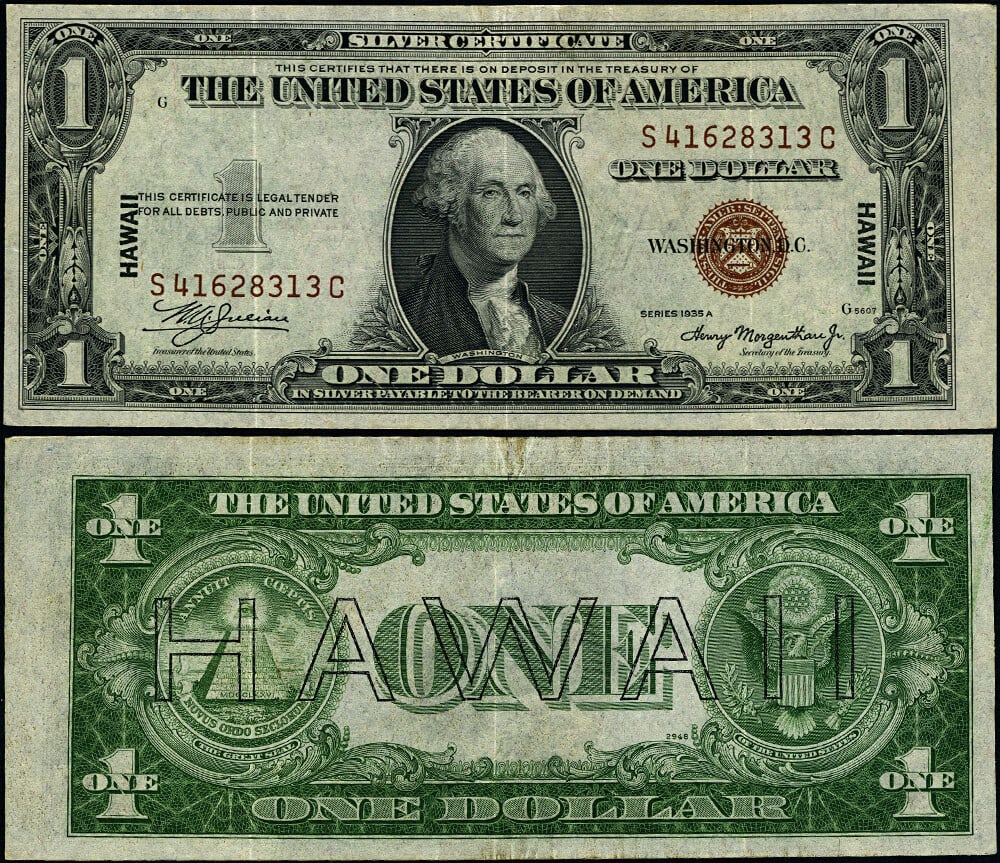 1935-A $1 Hawaii Note FR. 2300 S-C Block XF+ Circulated: 1935-A $1 Hawaii Note FR. 2300 S-C Block XF+ Circulated This $1 1935-A Hawaii Note (FR. 2300) is a remarkable piece from the World War II era, showcasing excellent paper quality and nice embossing. Th
