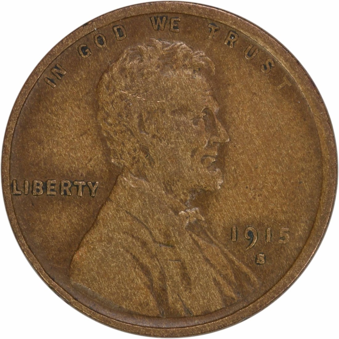 1915-S Lincoln Wheat Cent EF Uncertified Copper Coin (1 of 2)