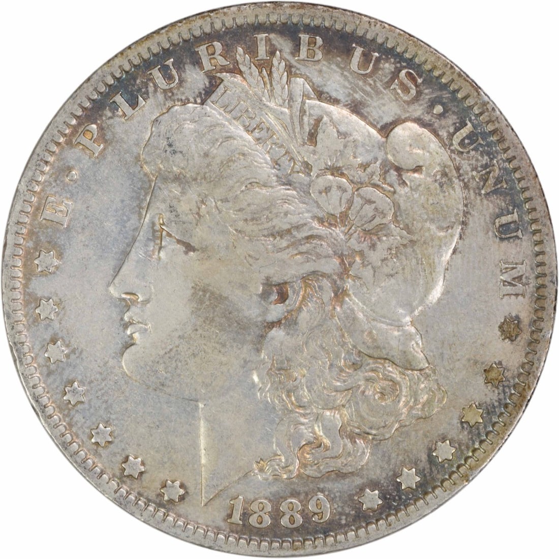 Morgan Dollar 1889 O New Orleans Silver Coin EF Grade Uncertified: Morgan Dollar 1889 O New Orleans Silver Coin EF Grade Uncertified This 1889-O Morgan Silver Dollar is a circulated coin from the New Orleans Mint, featuring a composition of 90% silver and 10% copper.