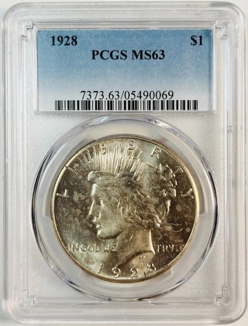 PCGS Graded 1928 Philadelphia Peace Silver Dollar MS63 (1 of 2)