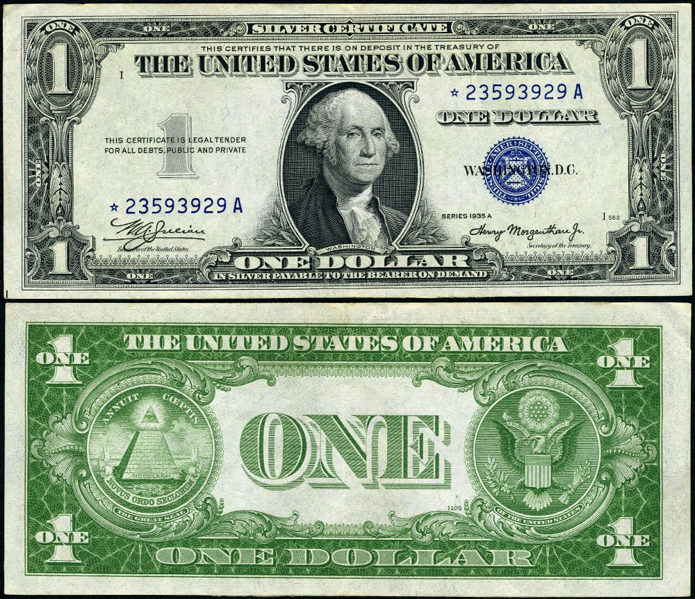 1935-A $1 Silver Certificate FR. 1608* AU Star Uncertified (1 of 3)