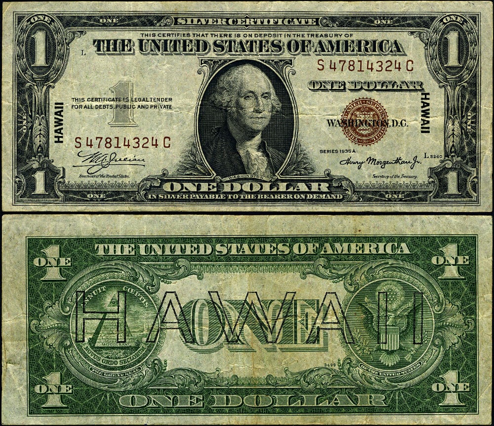 1935-A $1 Hawaii Note FR. 2300 Circulated VF+ (1 of 3)