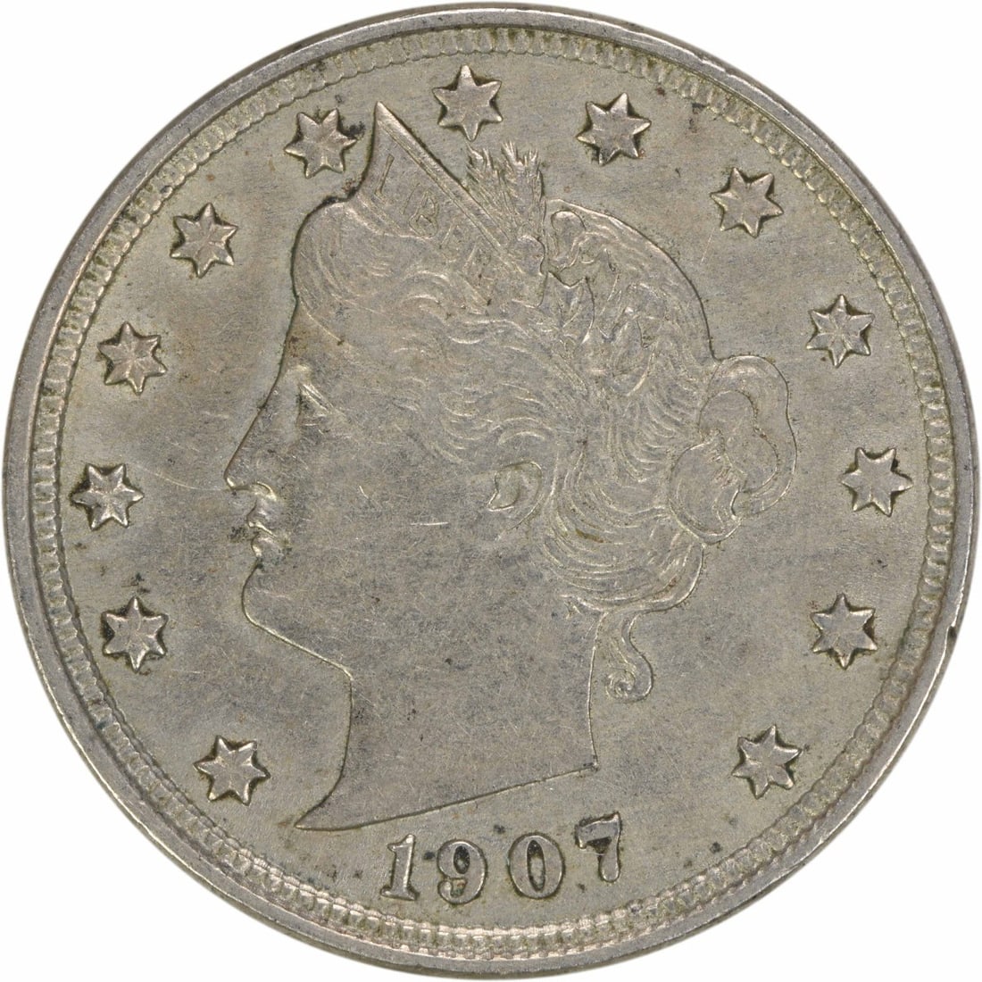 1907 Liberty Nickel AU Circulated 5C Philadelphia Mint (1 of 2)