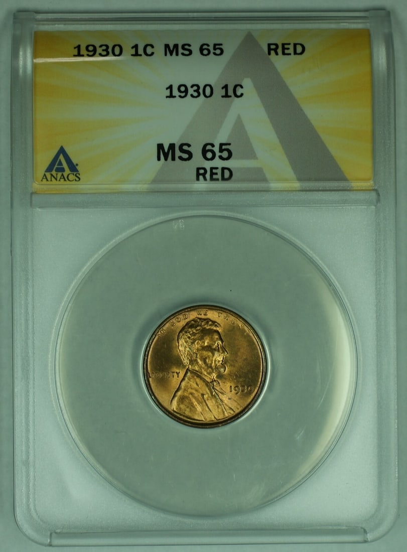 1930 ANACS MS 65 RD Lincoln Wheat Cent 1C Coin United States Lot of 10: 1930 ANACS MS 65 RD Lincoln Wheat Cent 1C Coin United States Lot of 10 This is a 1930 Lincoln Wheat Cent 1C coin from the United States, certified by ANACS with a grade of MS 65 RD. The coin is uncirc