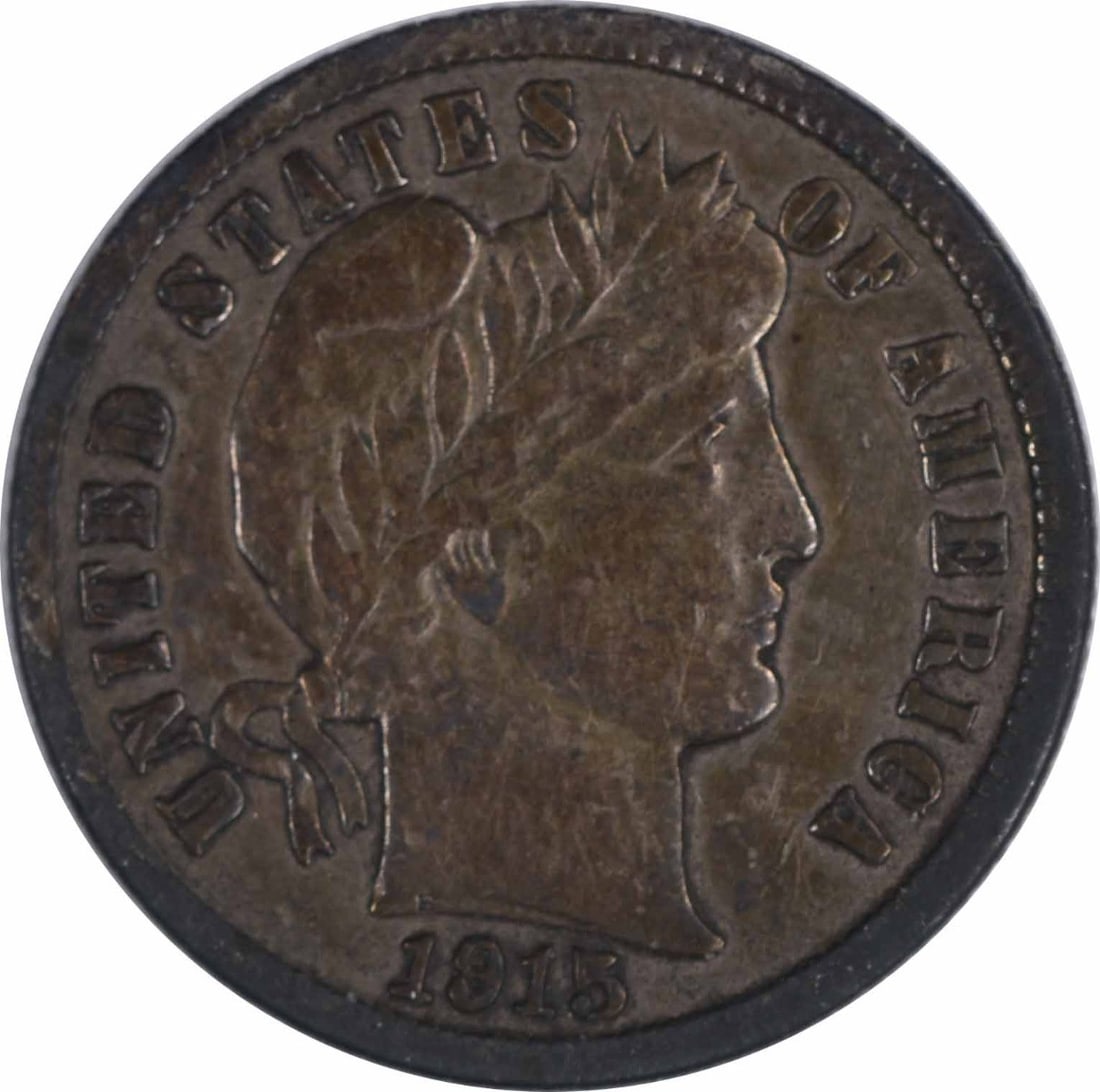 1915-S Barber Silver Dime 10C VF Uncertified 90% Silver Coin (1 of 2)