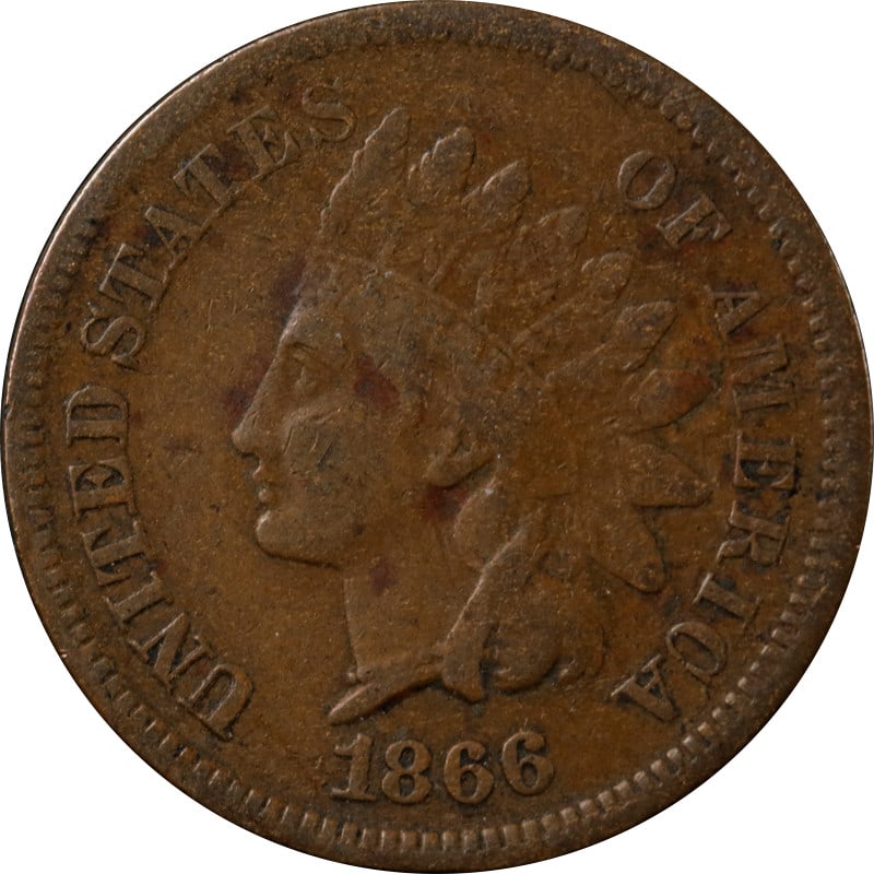 1866 Copper Indian Head Cent United States Circulated Uncertified Coin (1 of 2)