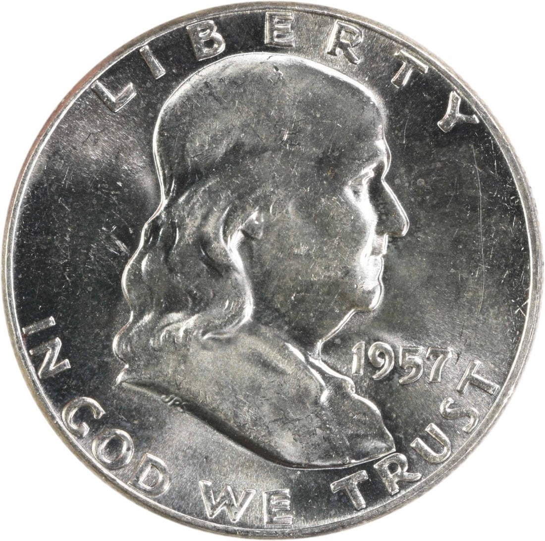 1957 Silver 50C Franklin Half Dollar Choice BU Plus Uncertified (1 of 2)